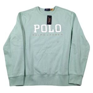 Polo Ralph Lauren Sweatshirt Mens Medium Teal Green Polo Spellout Fleece $138
